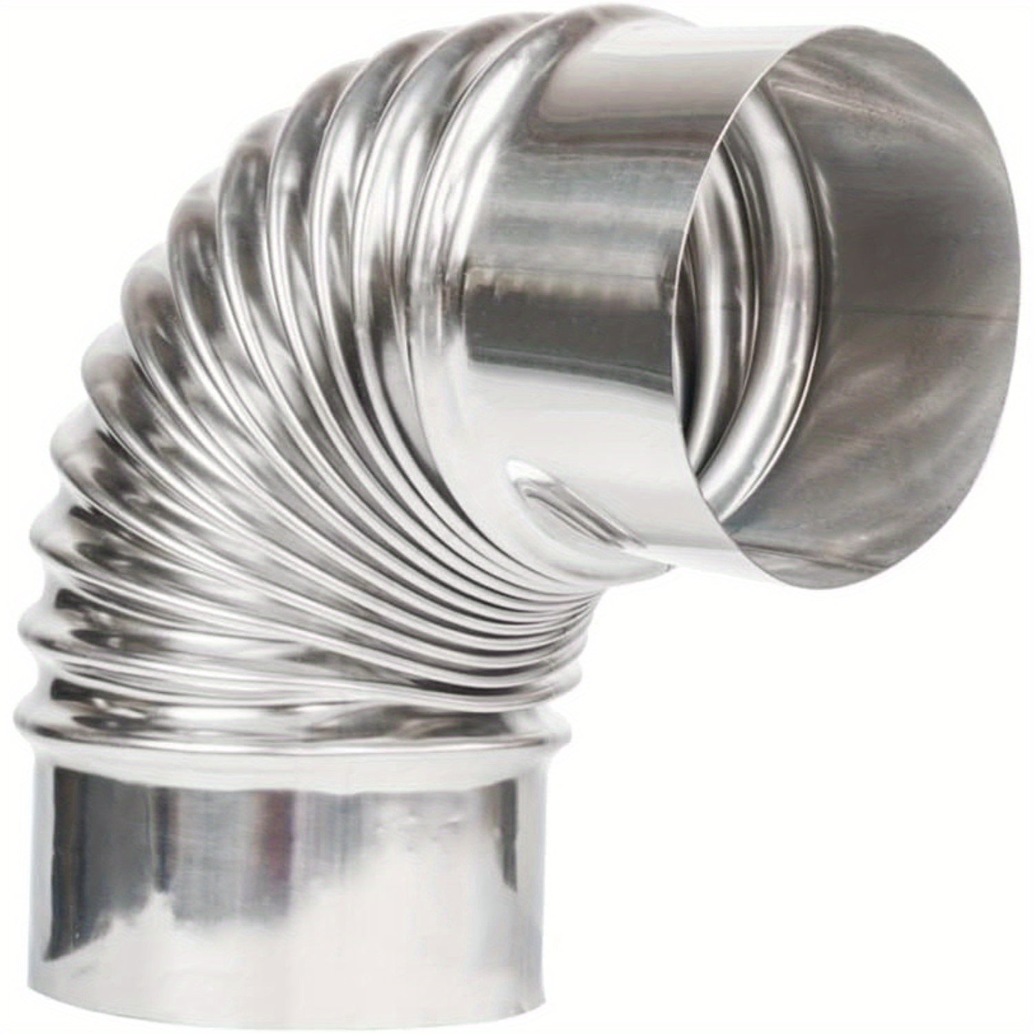 Stainless Steel Wood Stove Pipe Elbow Extension 3.5-Inch 90 Degree Chimney Connector 2-Pack
