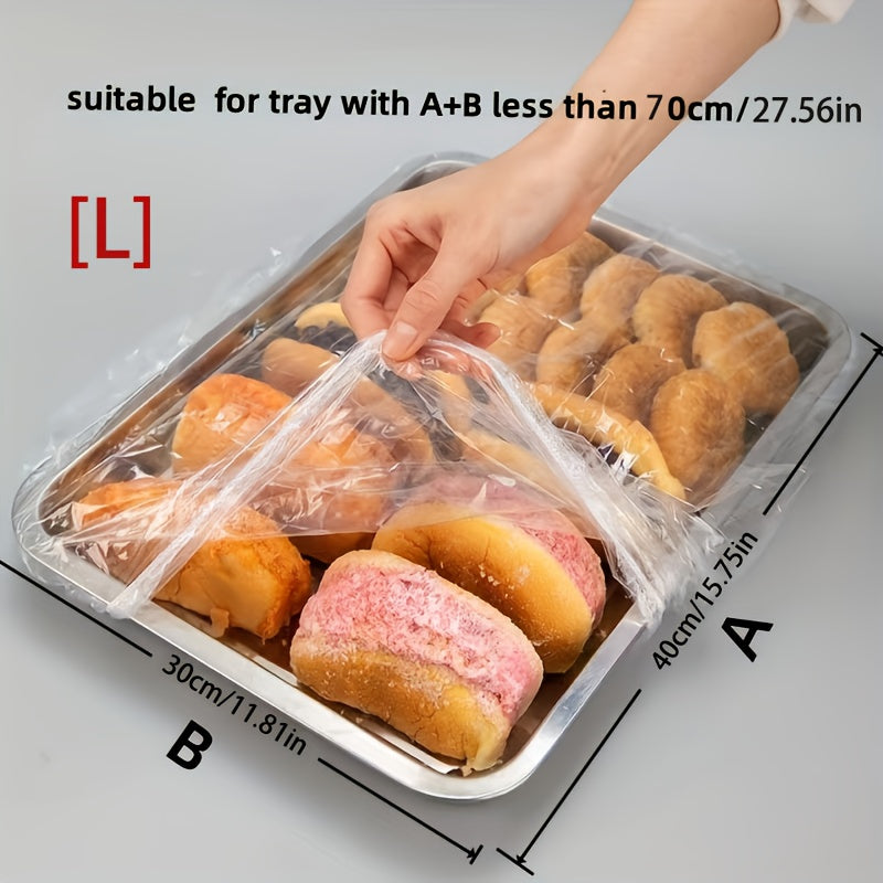 Set of 50 Clear Plastic Food Covers for Trays 25x35cm and 30x40cm