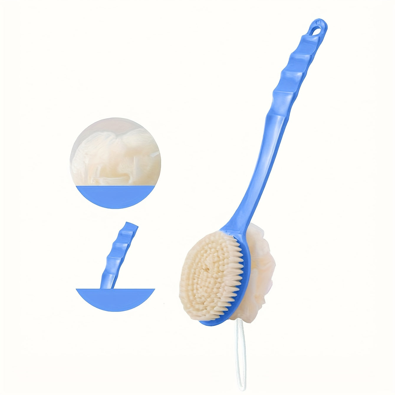 Multifunctional Bath Brush with Long Handle and Soft Bristles for Exfoliating and Mud Rubbing in Blue or Pink