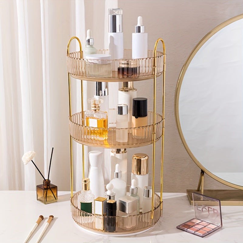 Spacious Rotating Makeup Organizer with Adjustable Carousel for Cosmetics