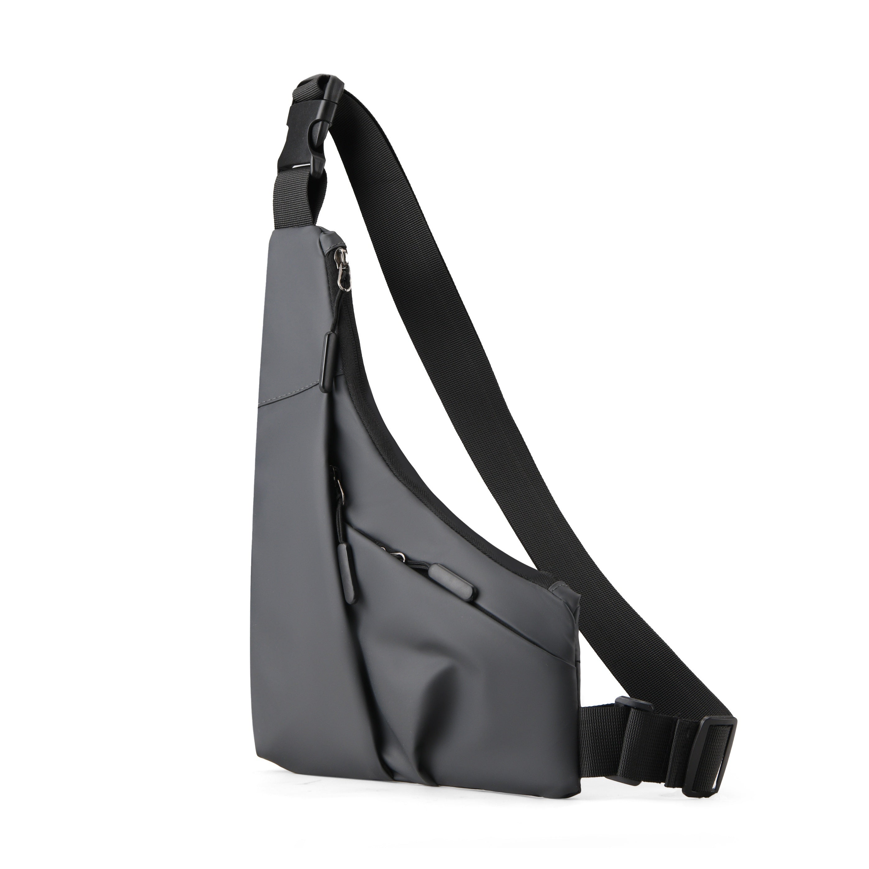 Men's Waterproof PU Leather Chest Bag with Triangle Shape and Versatile Use