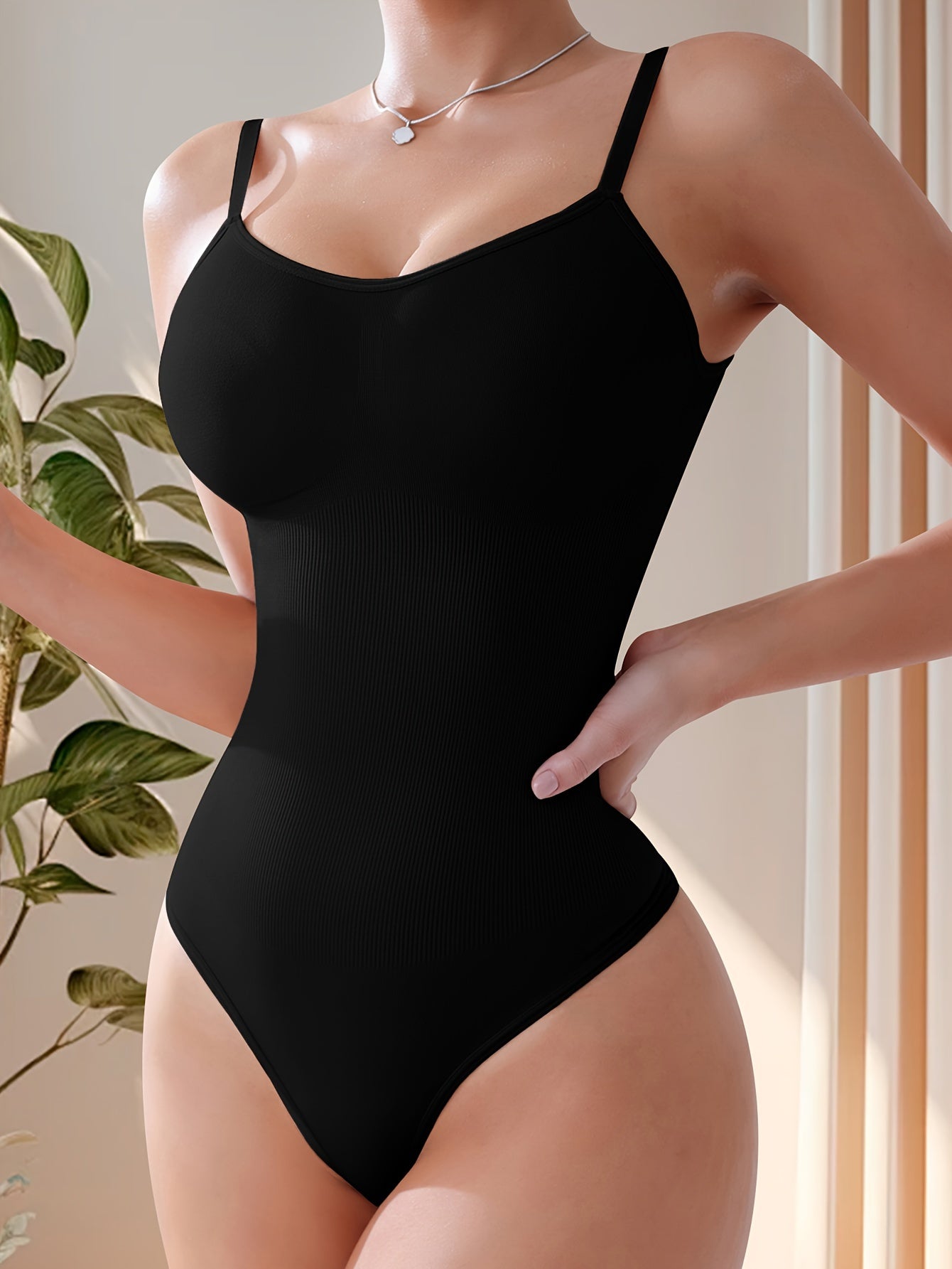 Women's Breathable Stretch Bodysuit with High-Waisted Cinched Waist and Zipper