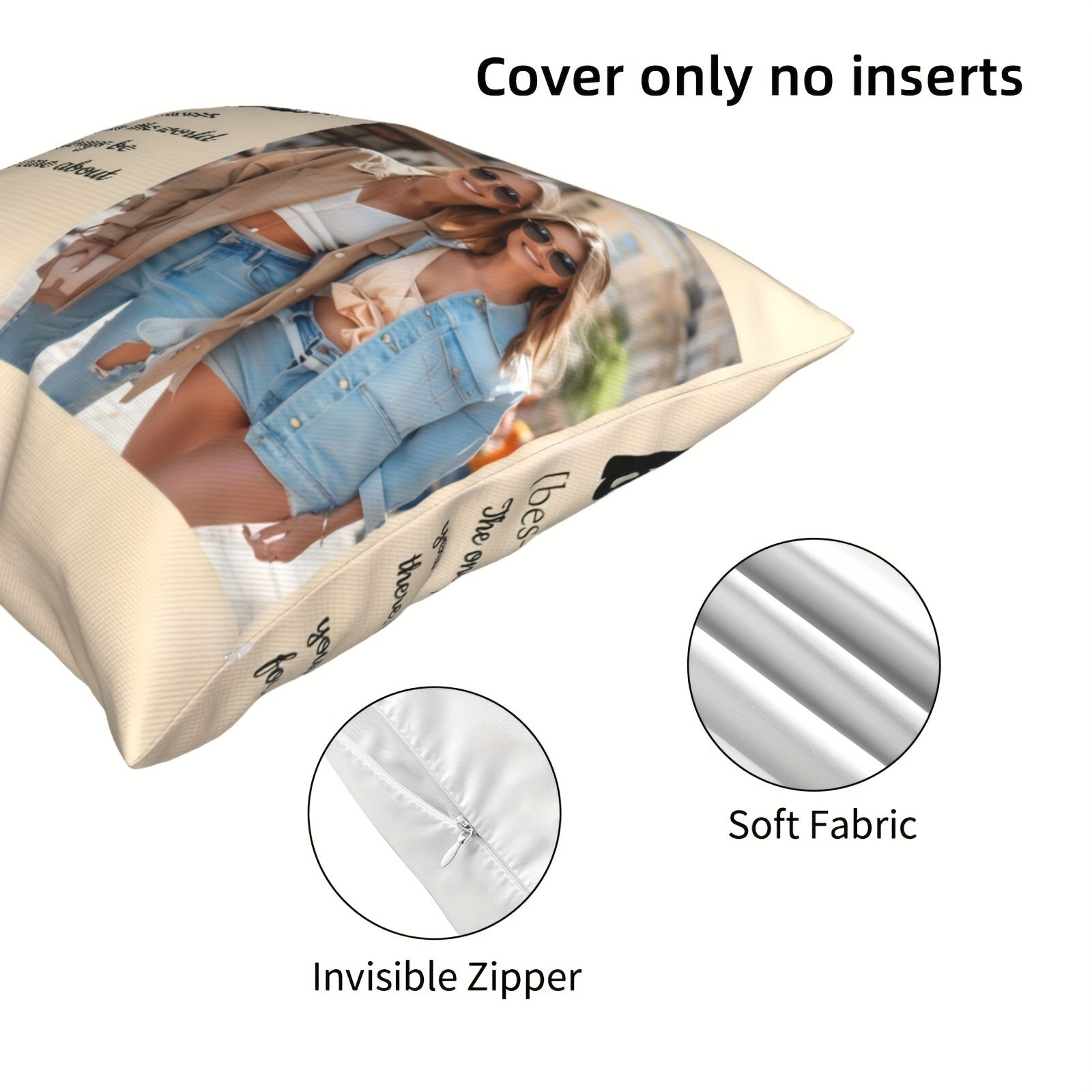 Customized Photo Pillowcase for Best Friend 45.72x45.72 cm Gift for Christmas Valentine