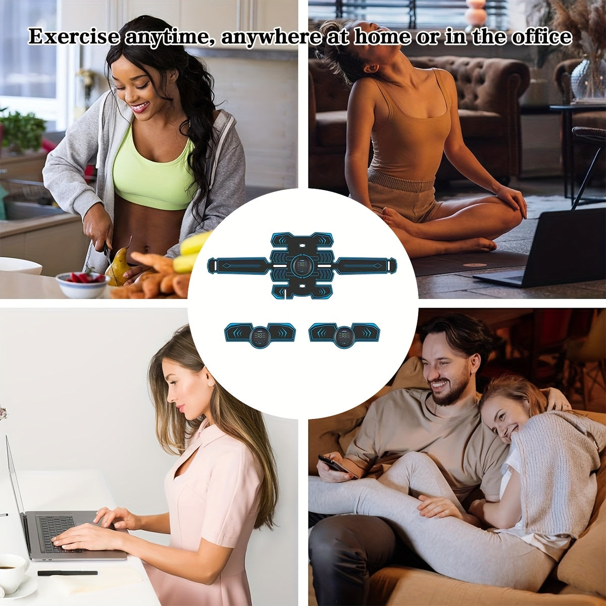 USB Rechargeable Massage Waist Belt Set with EMS TENS Abdominal Muscle Stimulator and 6 Modes