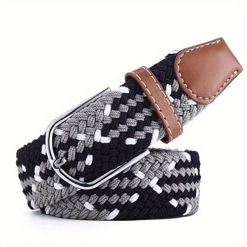 Women's Braided Elastic Belt with Woven Design for Golf and Casual Wear