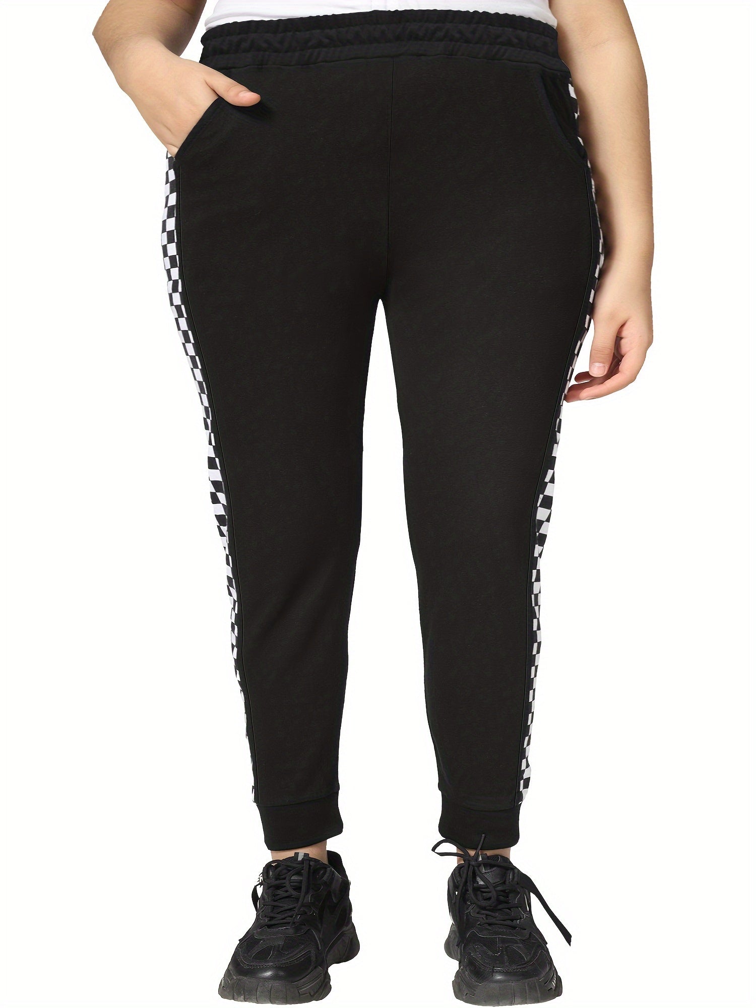 Pantalones jogger de sudadera para mujer talla plus, pantalones largos casuales con bolsillos