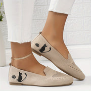 Women's Breathable Fabric Ballet Flats with Heart Pattern Slip-On Shoes