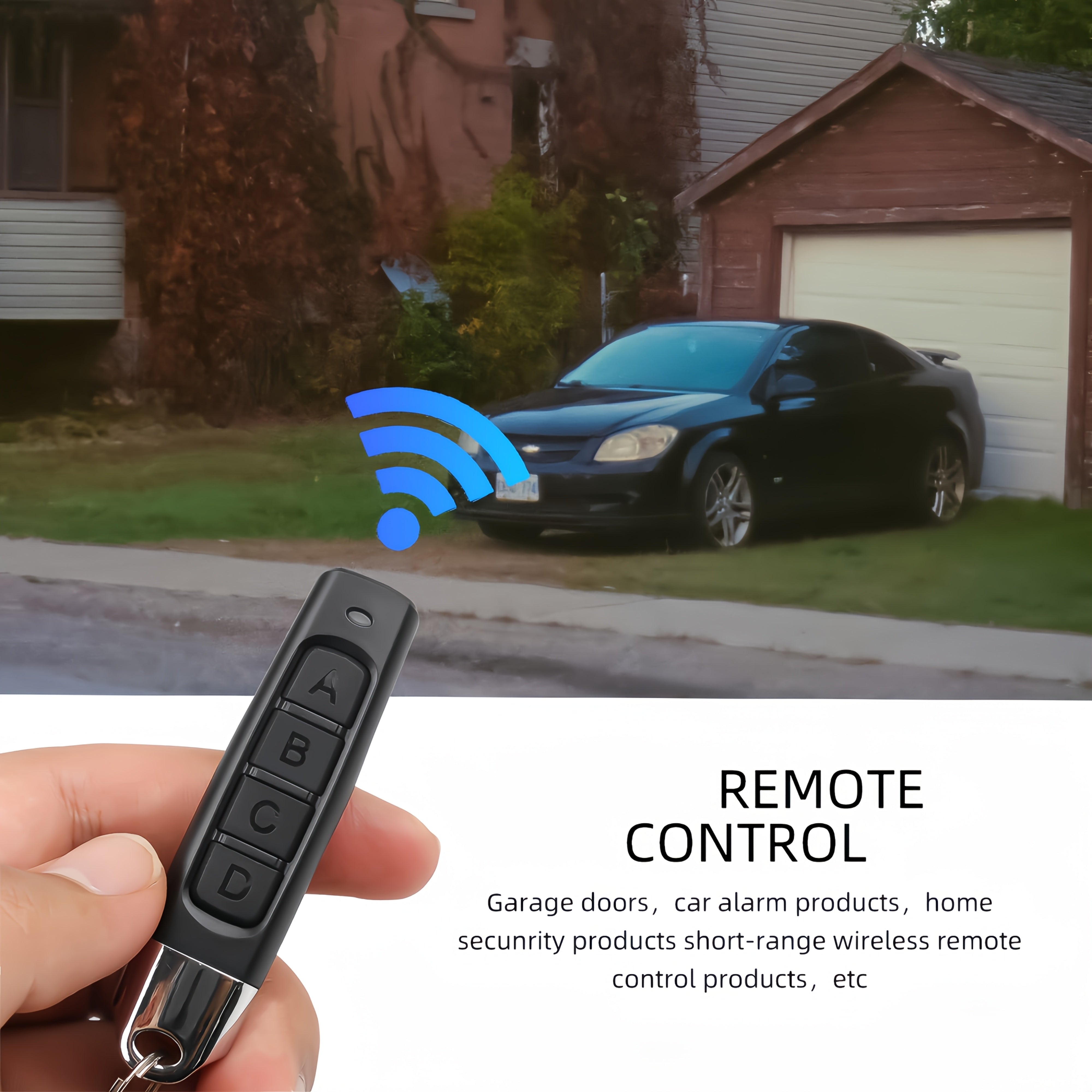 2pcs 433.92MHz Universal Garage Door Remote Control 4-Channel Wireless Key Fob