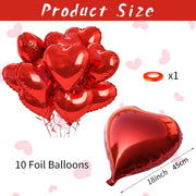 10-Pack Heart-Shaped Aluminum Foil Balloons for Valentine's Day Birthdays and Celebrations