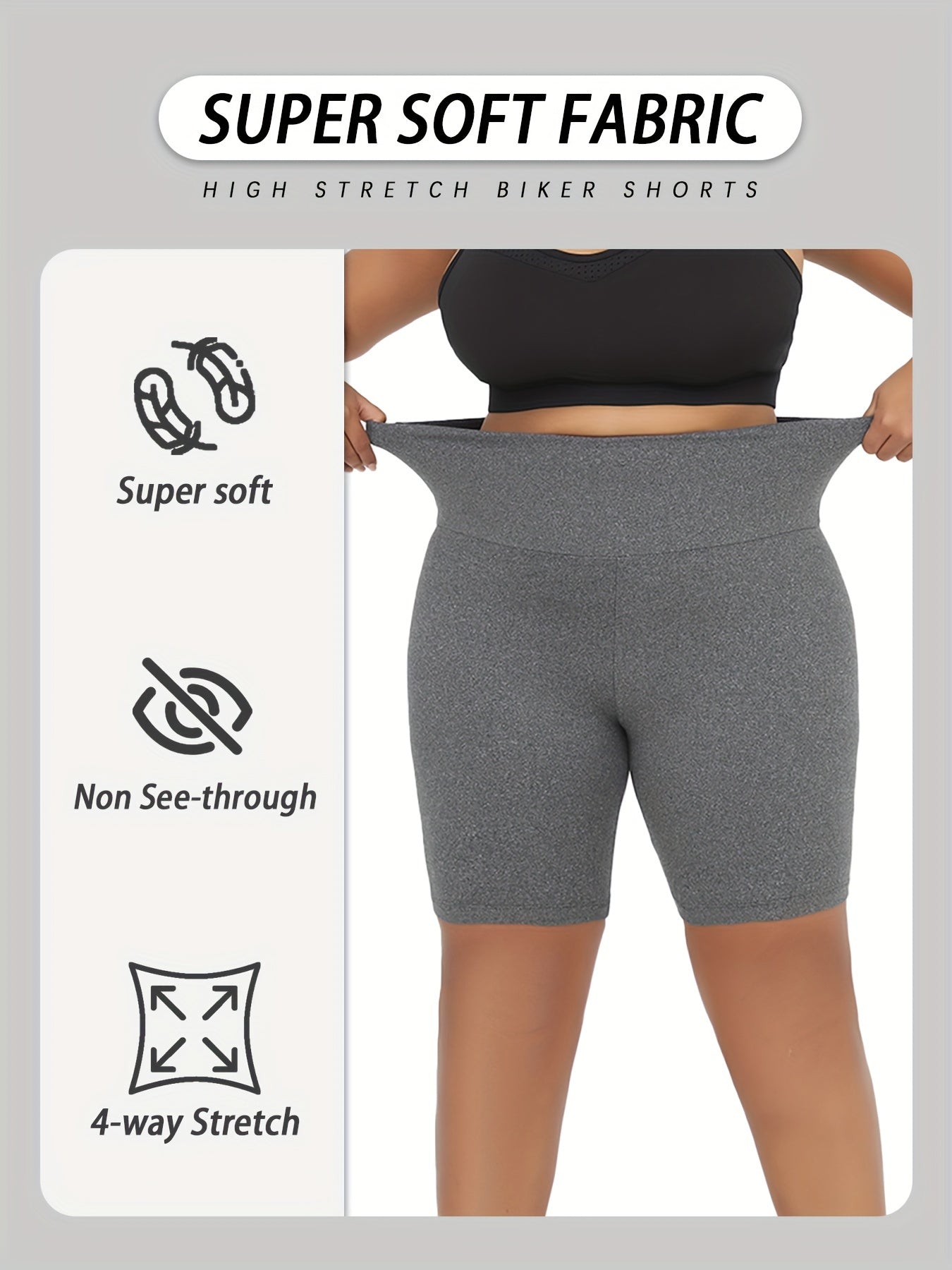 Plus Size Women's High Waisted Biker Shorts Athletic Yoga Running Outdoor