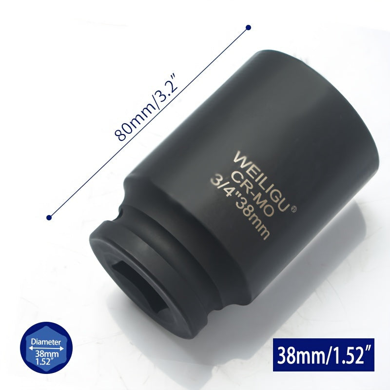 Тяжелая пневматическая головка-ключ 3/4 дюйма, средняя длина, хром-ванадий