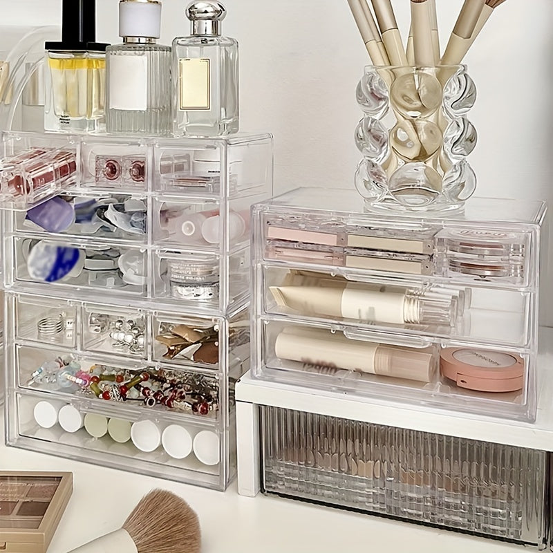 Acrylic Desktop Drawer Storage Box with 3/5/7 Compartments for Jewelry Organization