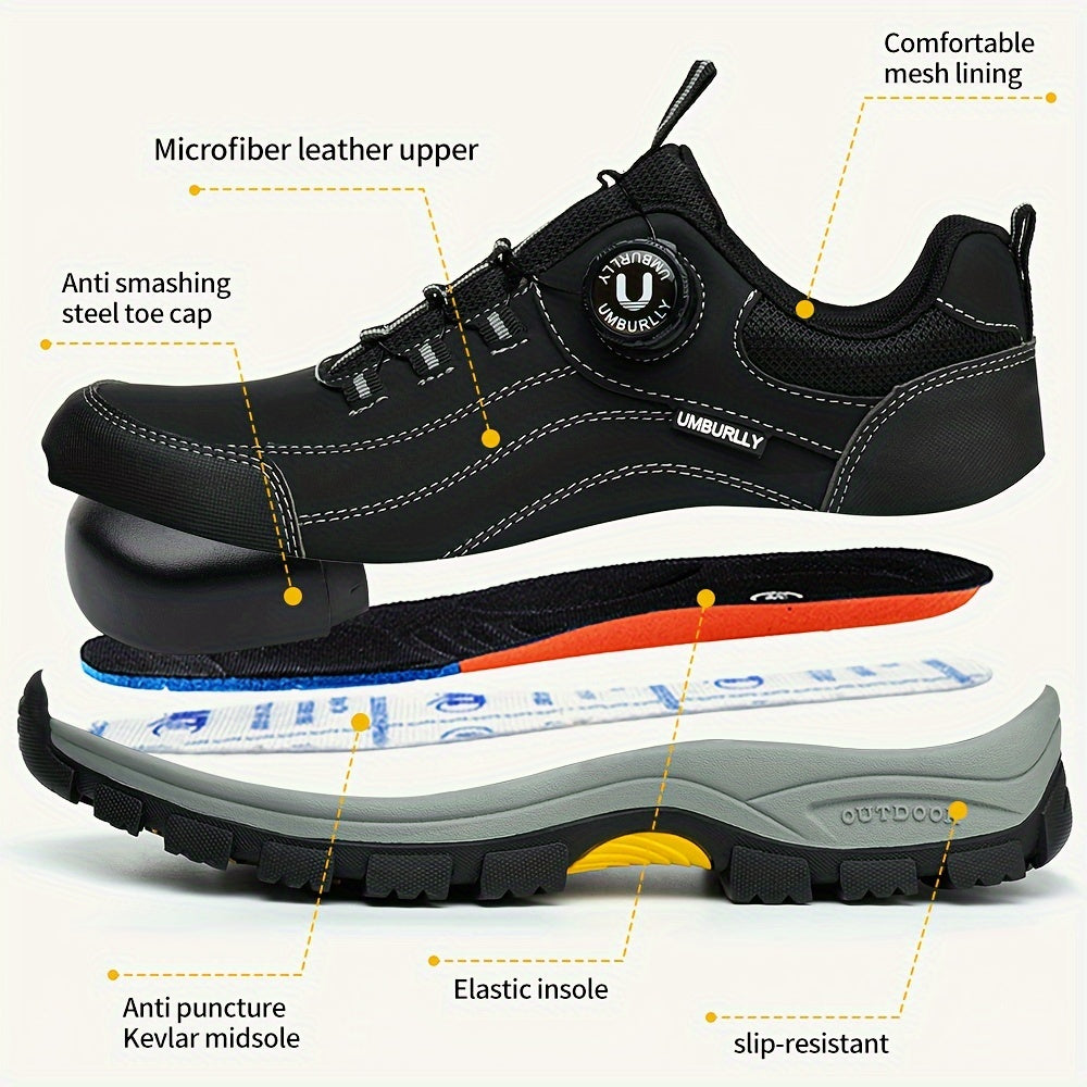 Men's Breathable Low Top Work Shoes Steel Toe Anti-Smash All-Season Outdoor Safety