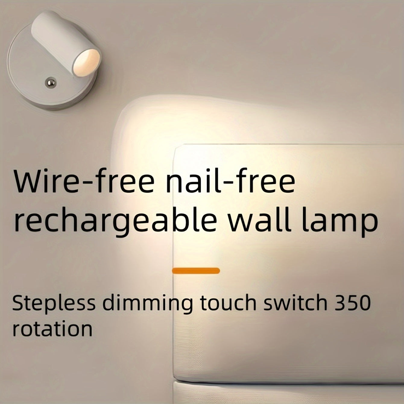LED Spotlight with Touch Control USB Rechargeable 3 Color Temperatures for Bedroom Reading Hallway