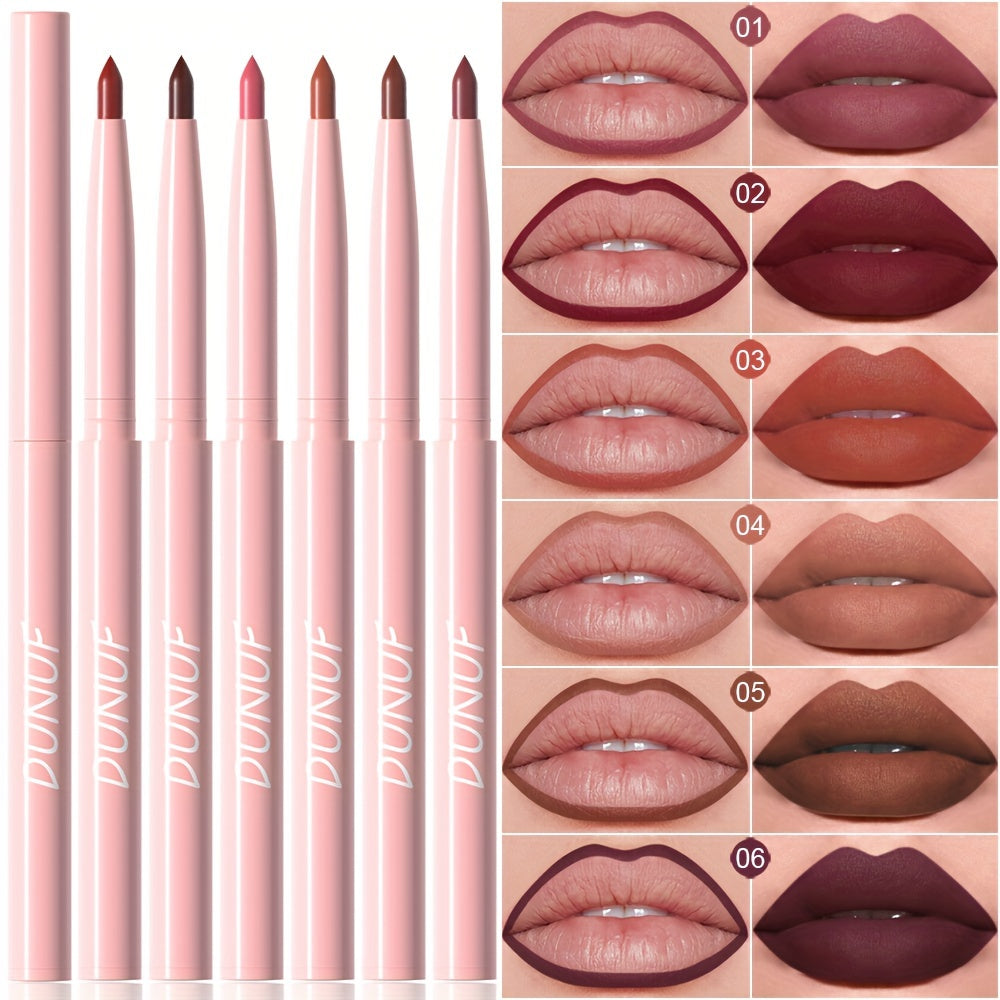 Lip Liner Pen Set 6pcs Waterproof Long-Lasting Non-Fading Makeup