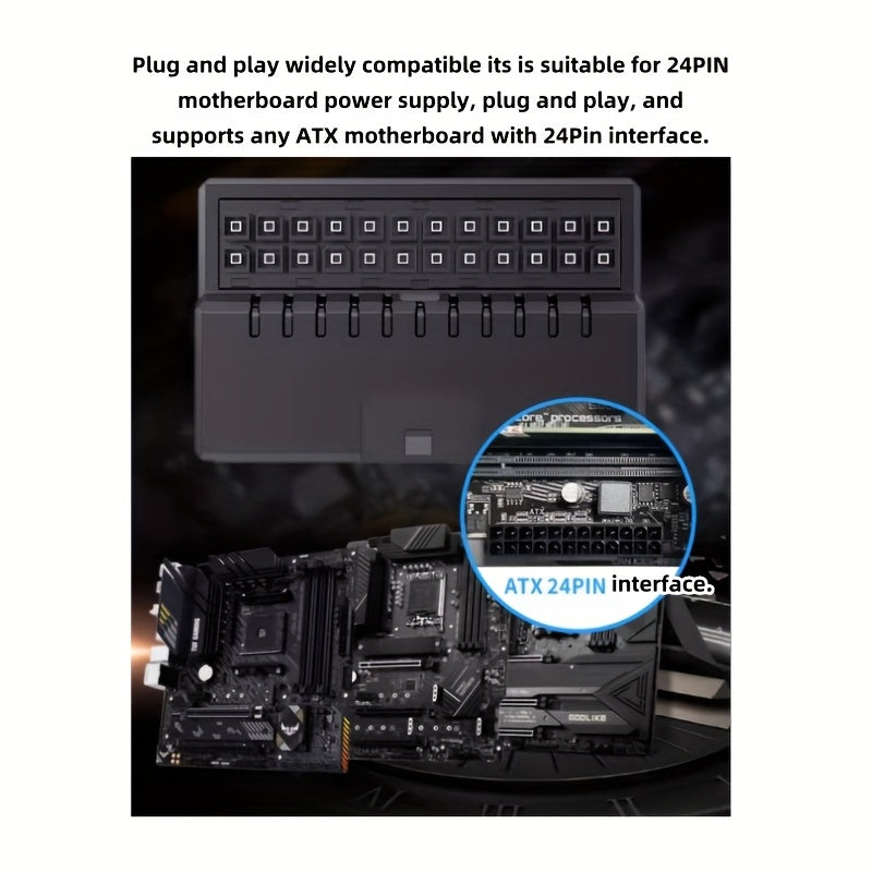 24-Pin ATX Power Supply Adapter 90-Degree Converter for PC Builds