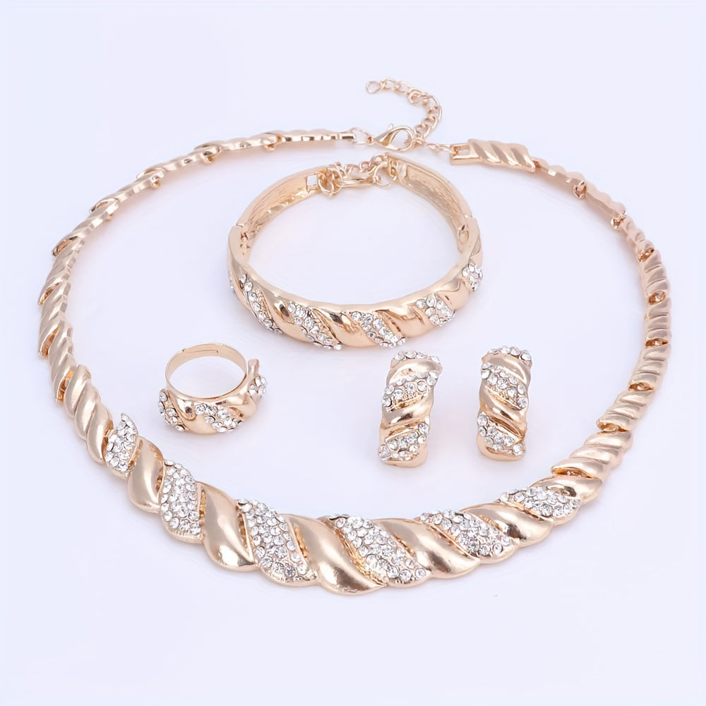Jewelry Set Women Gold-Plated Artificial Crystal Middle Eastern Style Wedding Gift