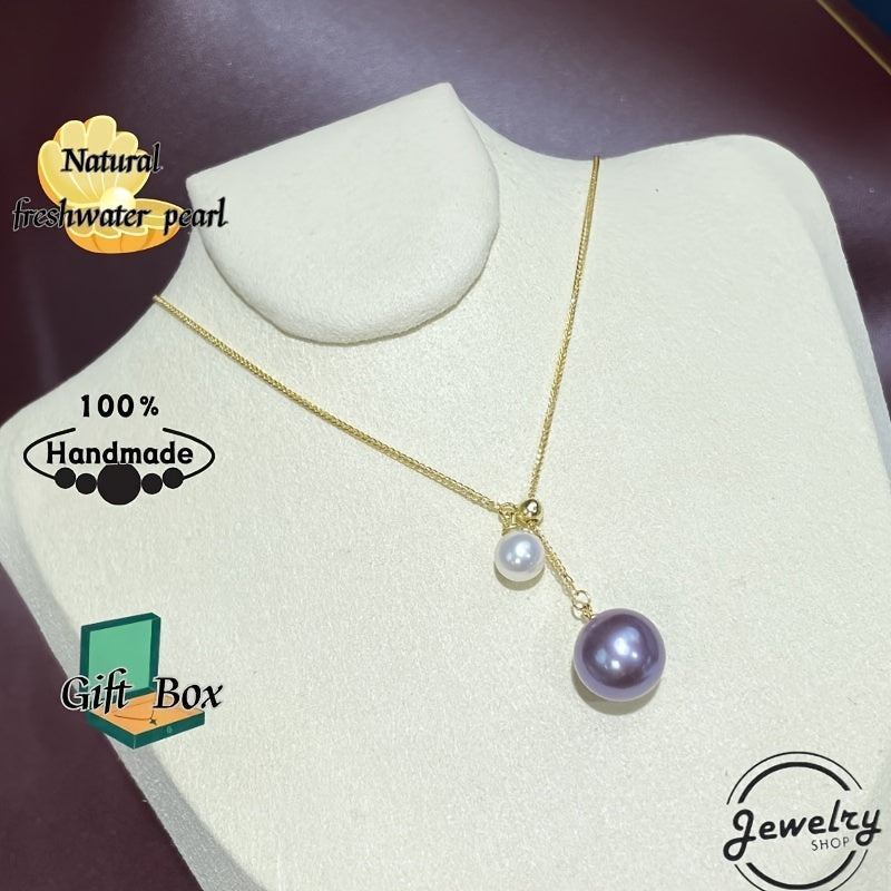 Freshwater Pearl Necklace Dual Bead 11-12mm Elegant Jewelry for Women