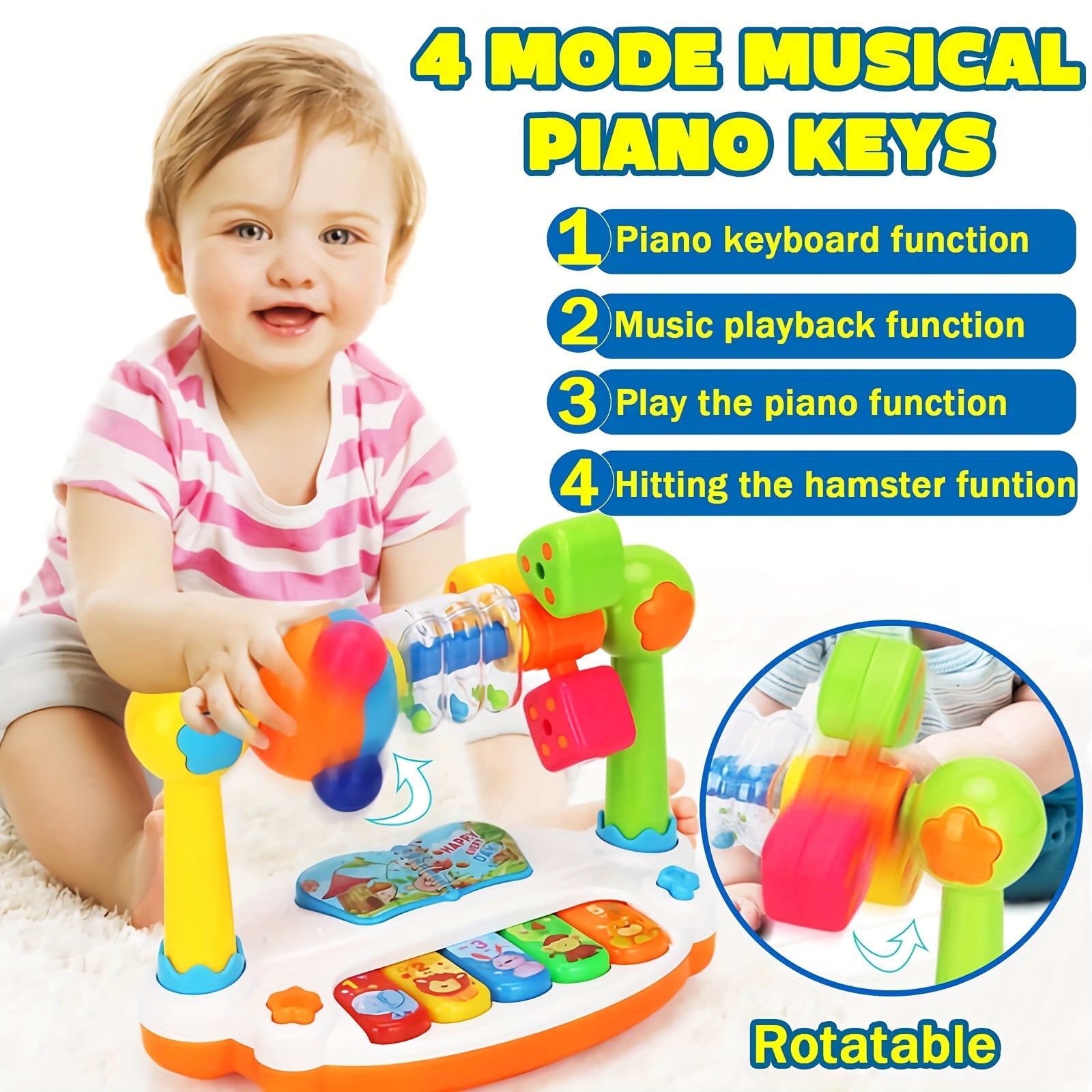 Children's Music Piano Toy for Early Childhood Education, Plastic, Mixed Color