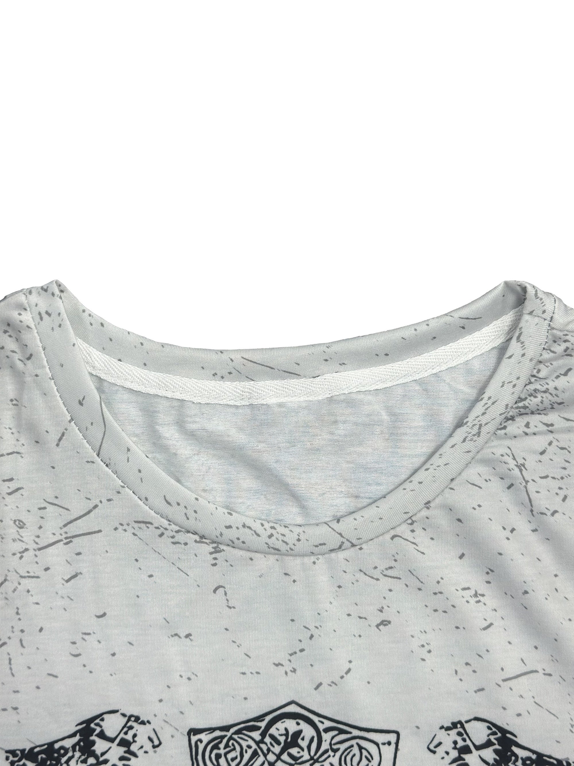 Мужская футболка с круглым вырезом большого размера, короткий рукав, все принты, полиэстер, летняя повседневная