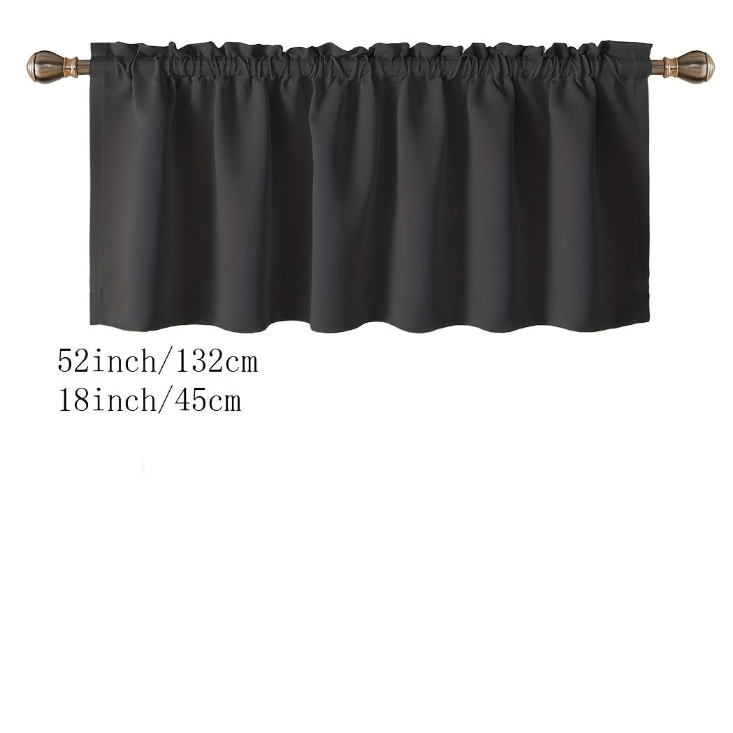 Blackout Insulated Rod Pocket Window Valance for Kitchen Black