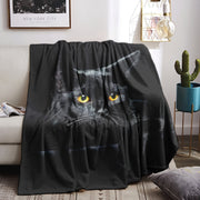 Black Cat Print Flannel Throw Blanket for Couch Bed Car Office Camping