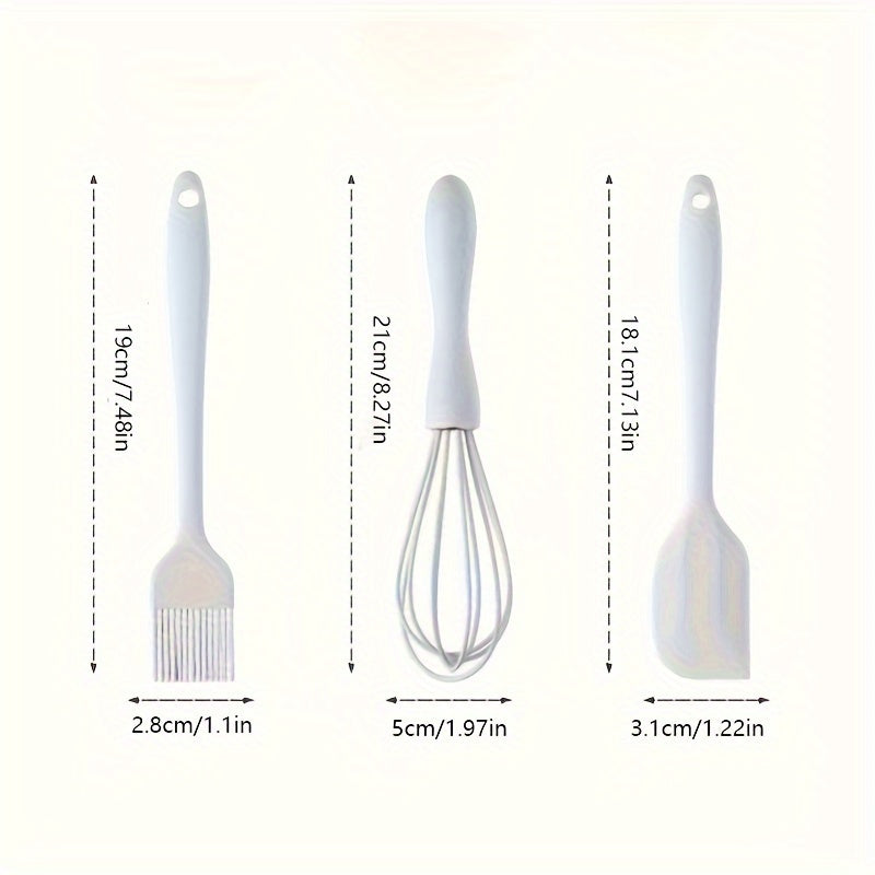 Комплект силиконовых кухонных инструментов для выпечки «Все в одном» - включает 3, 4 или 6 предметов - термостойкие и не липкие мини-кухонные принадлежности, такие как скребок для тортов, зажим для пищи, венчик, кисточка для масла, ложка и лопатка.