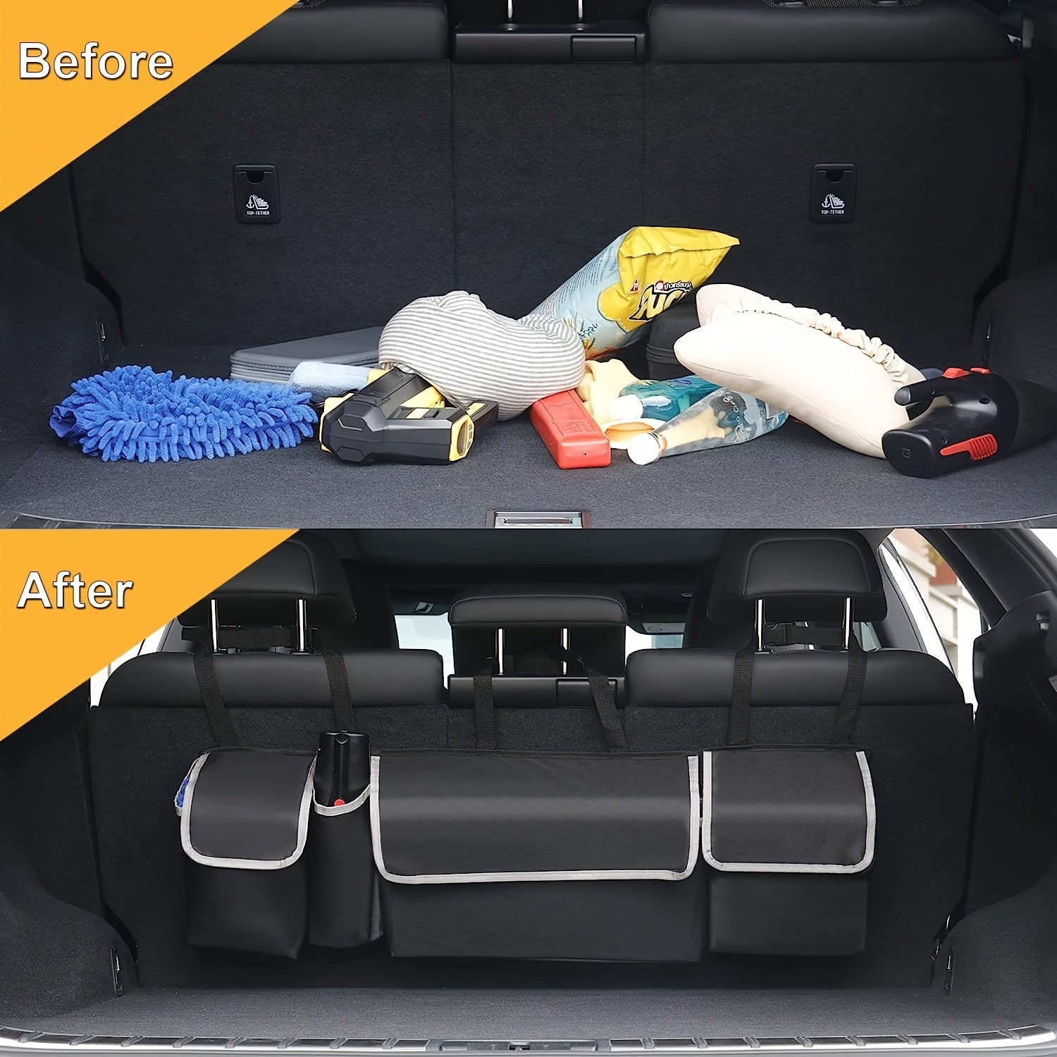 Organizador de asiento trasero para coche, bolsa de almacenamiento plegable de tela Oxford con bolsillos