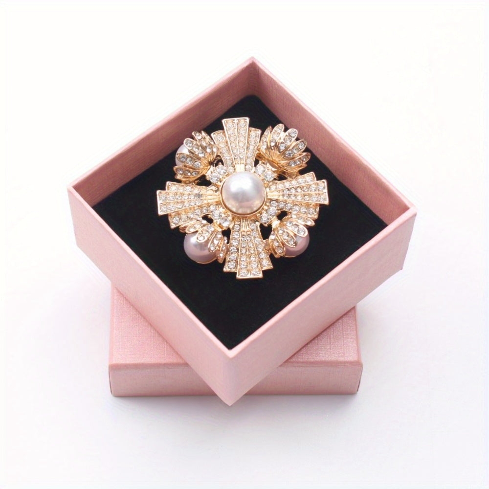 Luxury Women’s Brooch Pin Irregular Shape Pearl Rhinestone Wedding Party Jewelry
