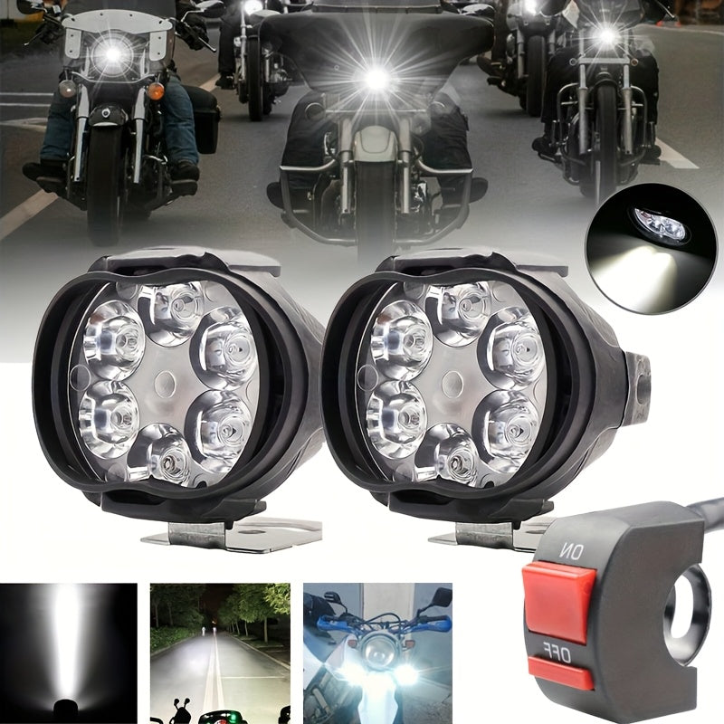 2PCS White 6LED Motorcycle Light Bar with Switch for Cars and Trucks