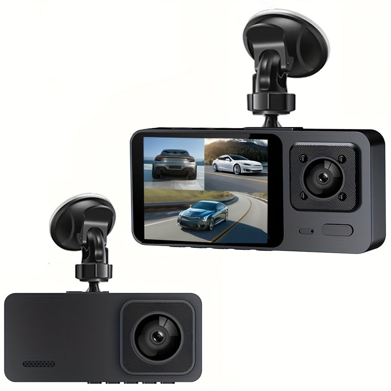 3-камерный автомобильный видеорегистратор с ночным видением, 1080P, широкий угол 170°