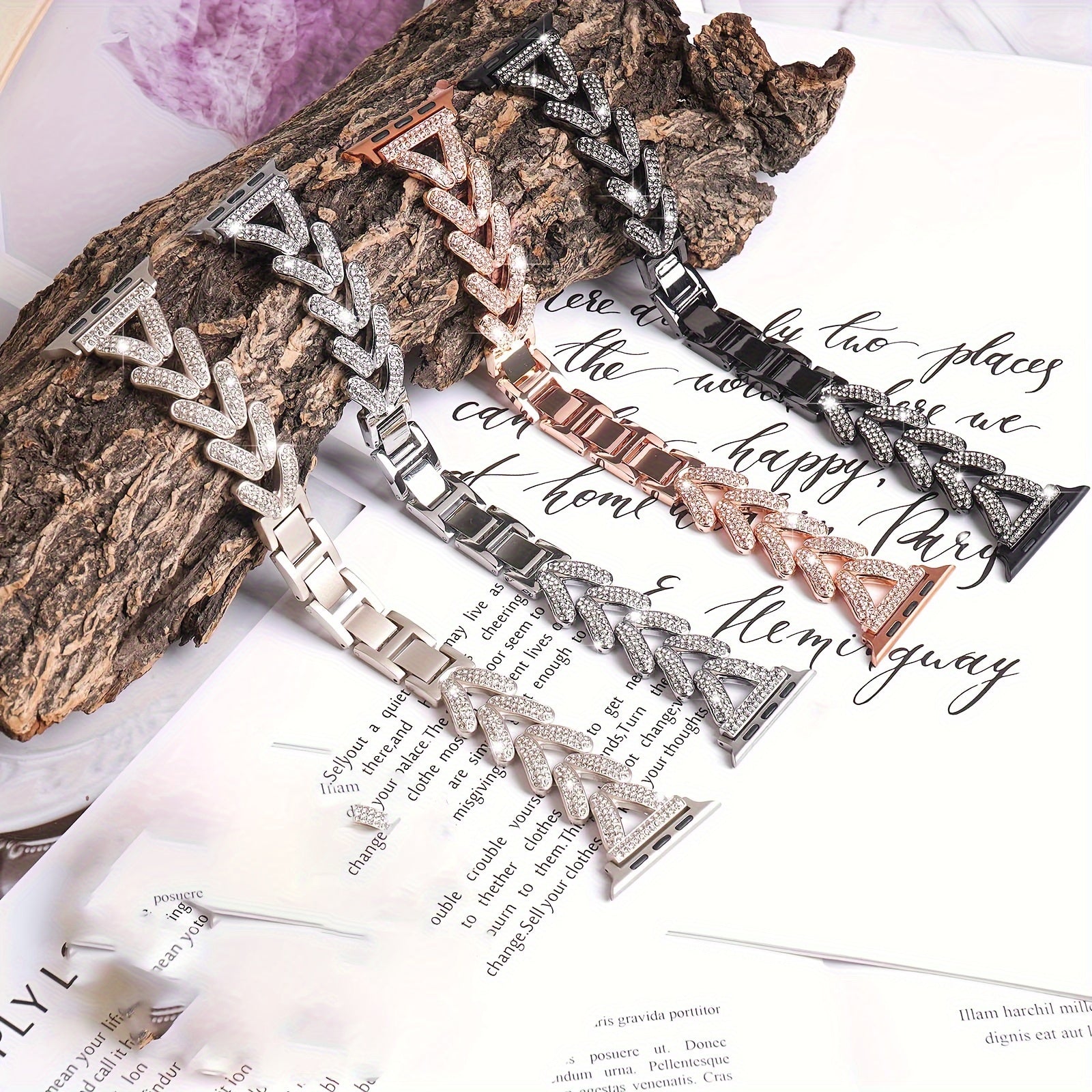 Women's Metal Floral Rhinestone Watch Bands for 38mm to 49mm Smartwatches