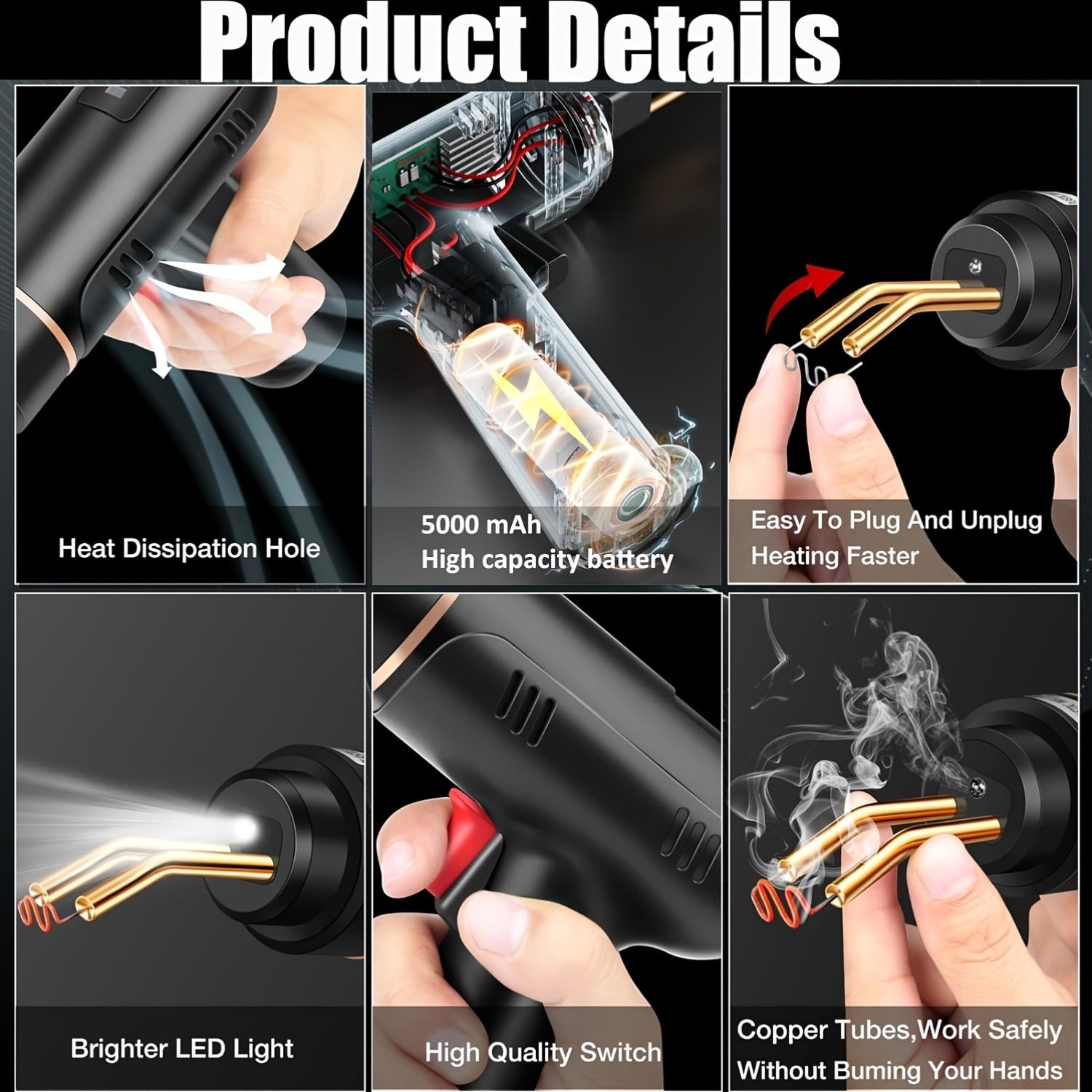 Cordless Plastic Welding Gun 200W with 5000mAh Battery Hot Stapler Repair Kit