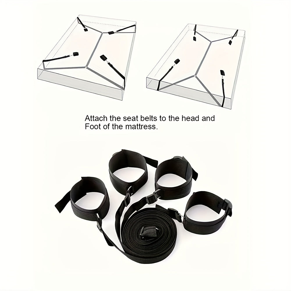 Women's Bondage Belt and Cuffs Set Under Bed Restraint System