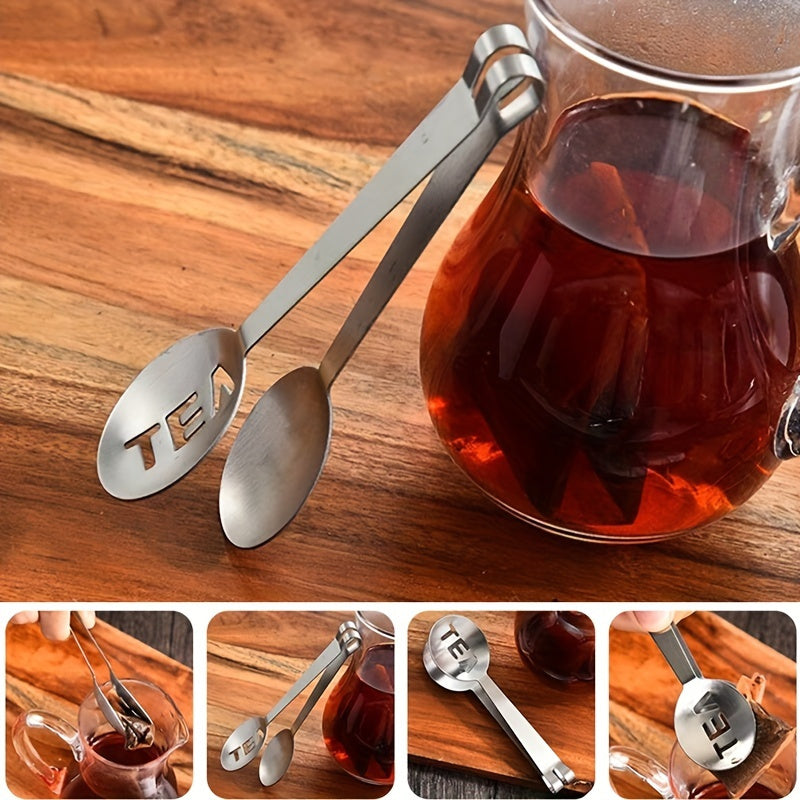 Stainless Steel Tea Bag Squeezer, Tongs and Strainer Clip, Rust-Resistant, Easy to Use