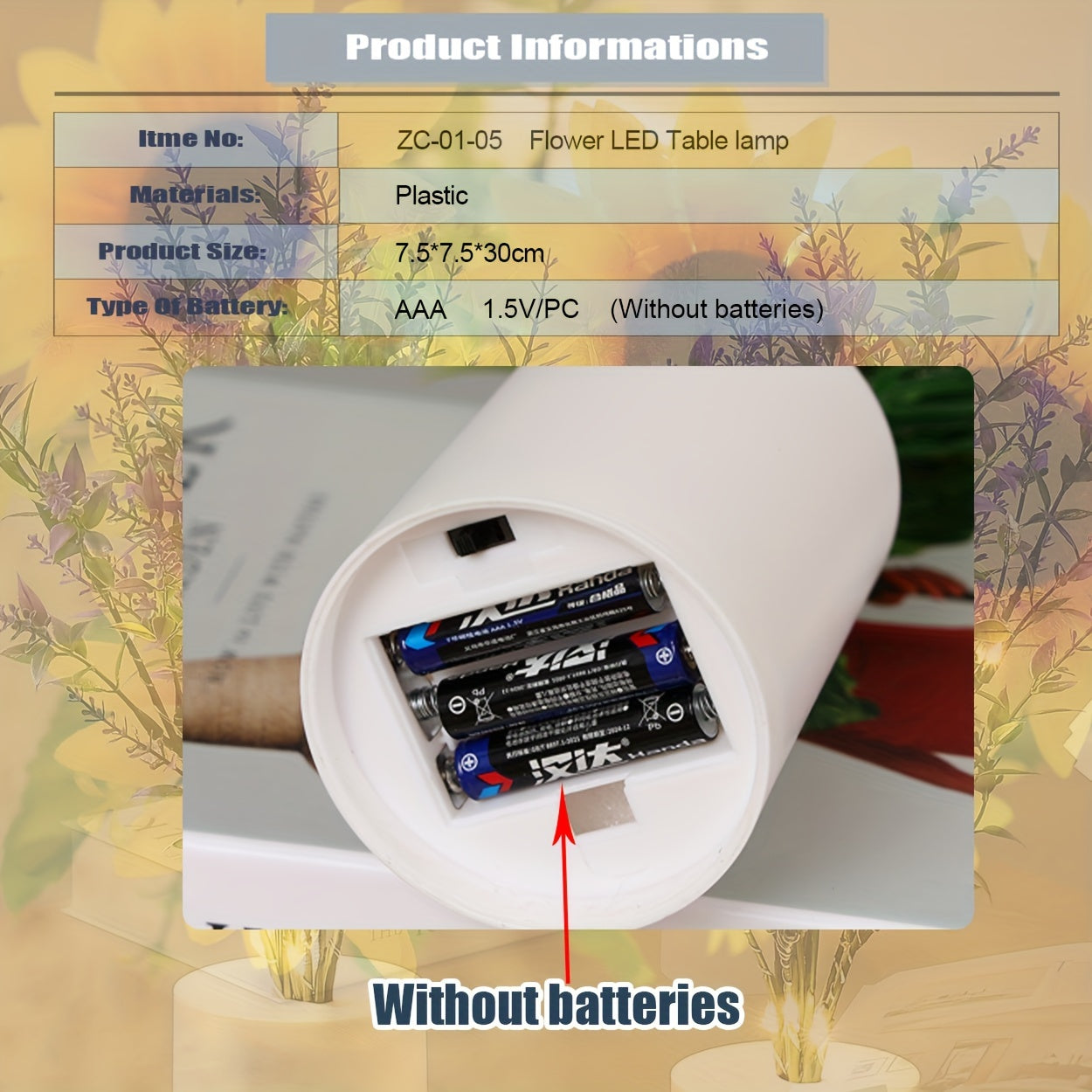 Sunflower Night Light Battery Operated for Living Room Bedroom Decorative Lamp