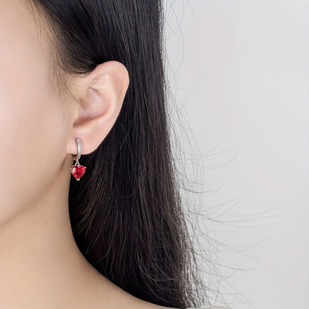 925 стерлинговое серебро Романтический набор ювелирных изделий с сердцем и цирконием - Элегантный и сексуальный подарок на годовщину или День святого Валентина с ожерельем, кольцом и серьгами