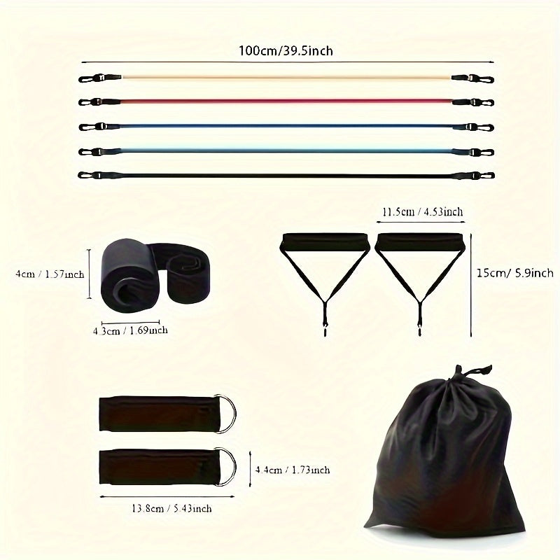 Набор эспандеров из 11 предметов для домашнего спортзала, йоги, пилатеса с ручками, ремнями для лодыжек и дверным якорем