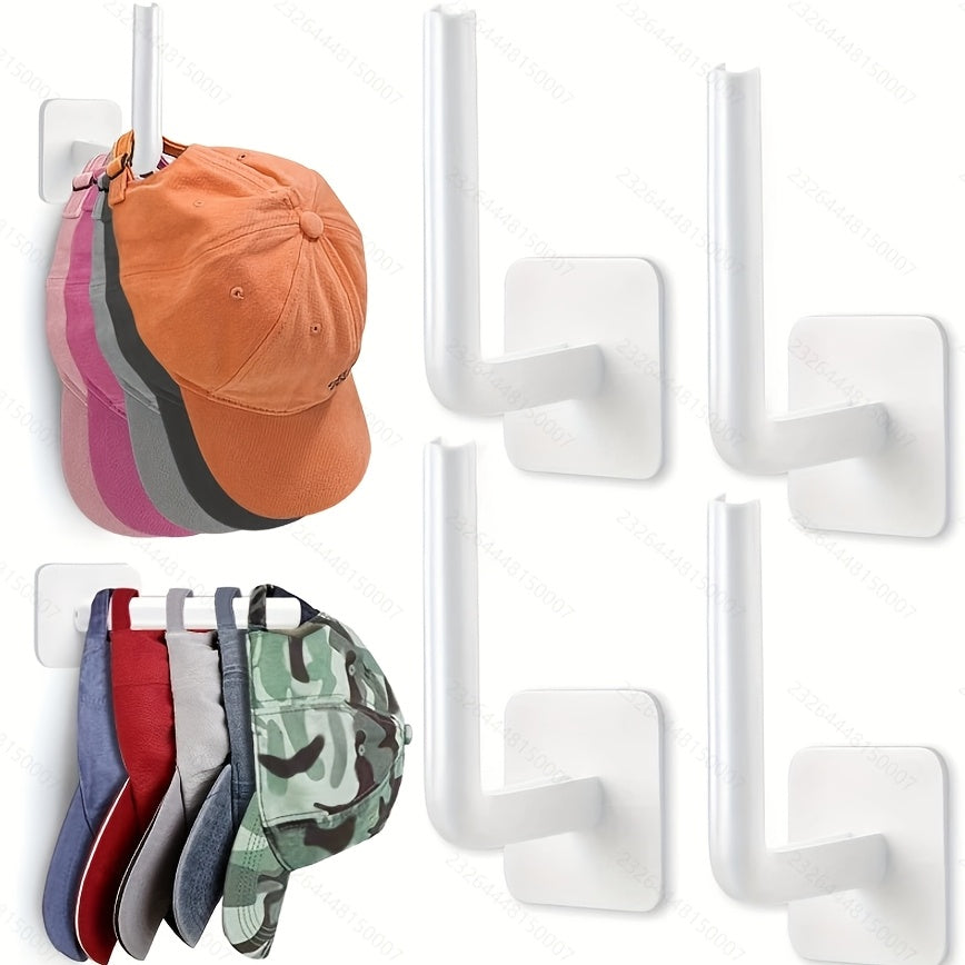 Pack de 4 ganchos de plástico autoadhesivos para sombreros para entrada, baño y dormitorio