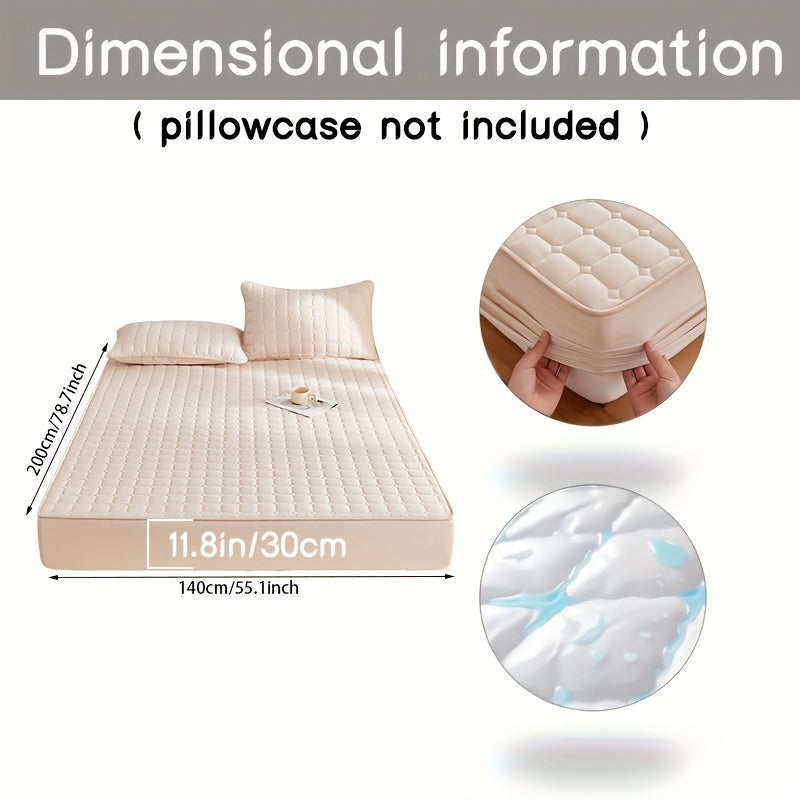 Solid Color Quilted Fitted Sheet Waterproof Thickened Breathable Fabric Fits Mattresses 5-27cm
