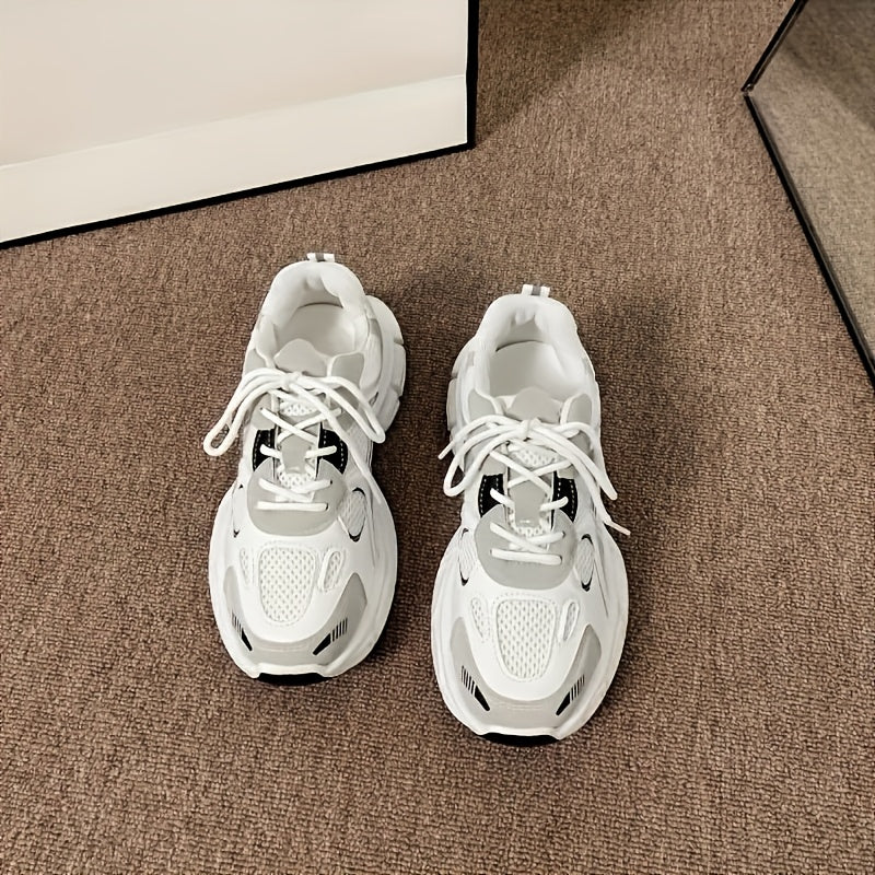 Zapatillas de malla transpirable para mujer, blancas, de caña baja, para caminar