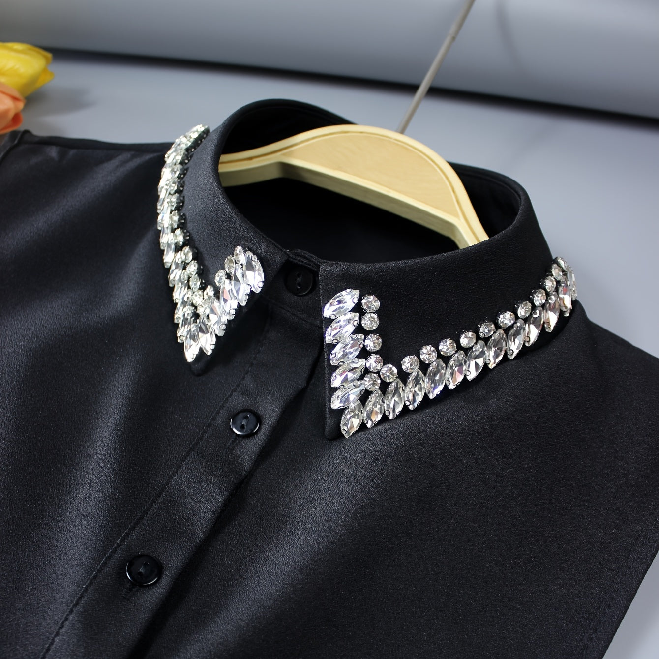 Sparkling Rhinestone Faux Collar for Women Detachable Half-Shirt Polyester Elegant Accessory