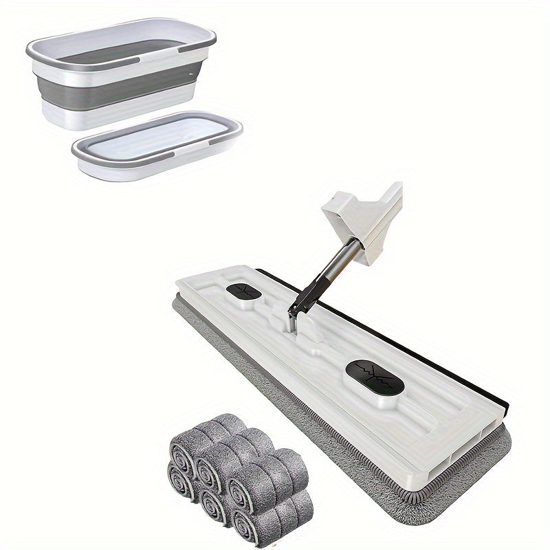 2024 yilda yangi va takomillashtirilgan katta tekis mopu va chelak to'plami, 6 ta mikro tolali pad bilan birga - har qanday xonada quruq va nam tozalash uchun zanglamaydigan po'latdan 360° aylanuvchi mop, elektr energiyasiga ehtiyoj sezmasdan.