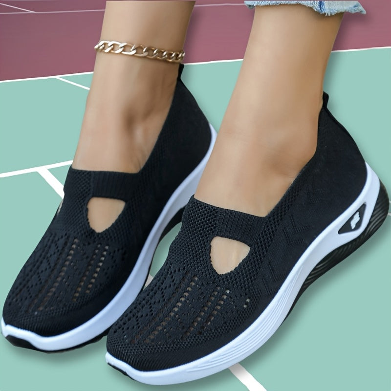 Ayollar uchun nafas oluvchi tarmoqli slip-on sport poyabzali, kundalik yurish uchun, turli ranglarda