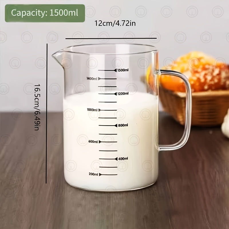 Juego de tazas medidoras de vidrio de borosilicato resistentes al calor, duraderas, para cocina y repostería 33.81oz