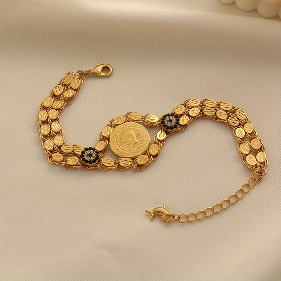 Ayollar uchun mis qotishmasidan yasalgan tanga taqinchoq, etnik minimalistik zargarlik, oltin bilan qoplangan, kundalik kiyim uchun