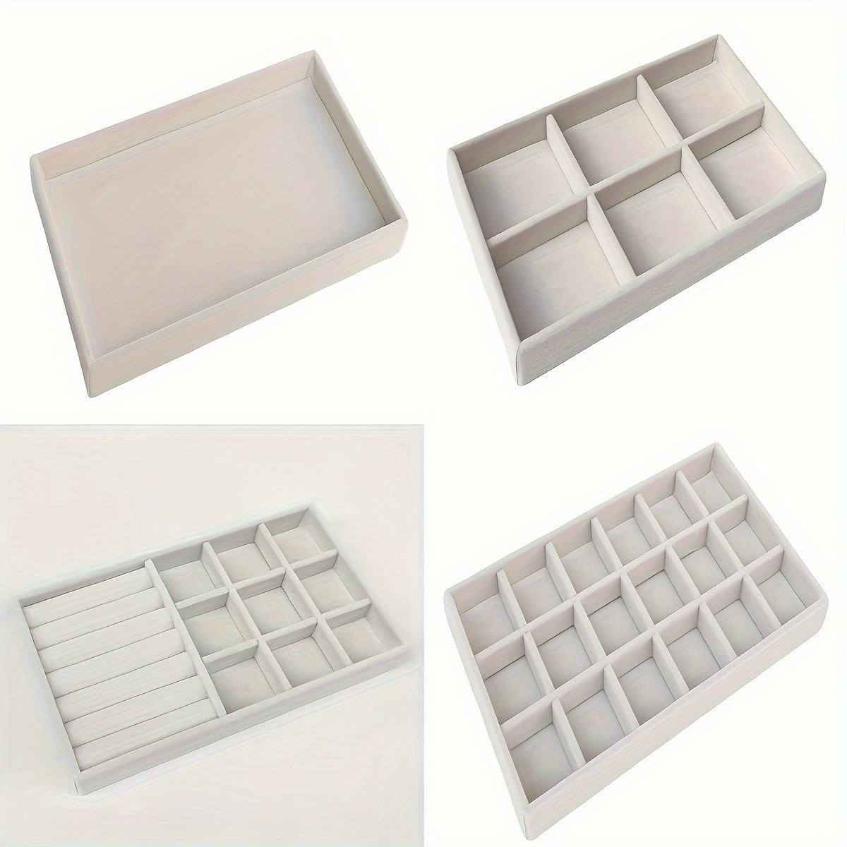 Набор из 4 фланелевых подставок для украшений для настольного хранения, штабелируемый органайзер с отделениями