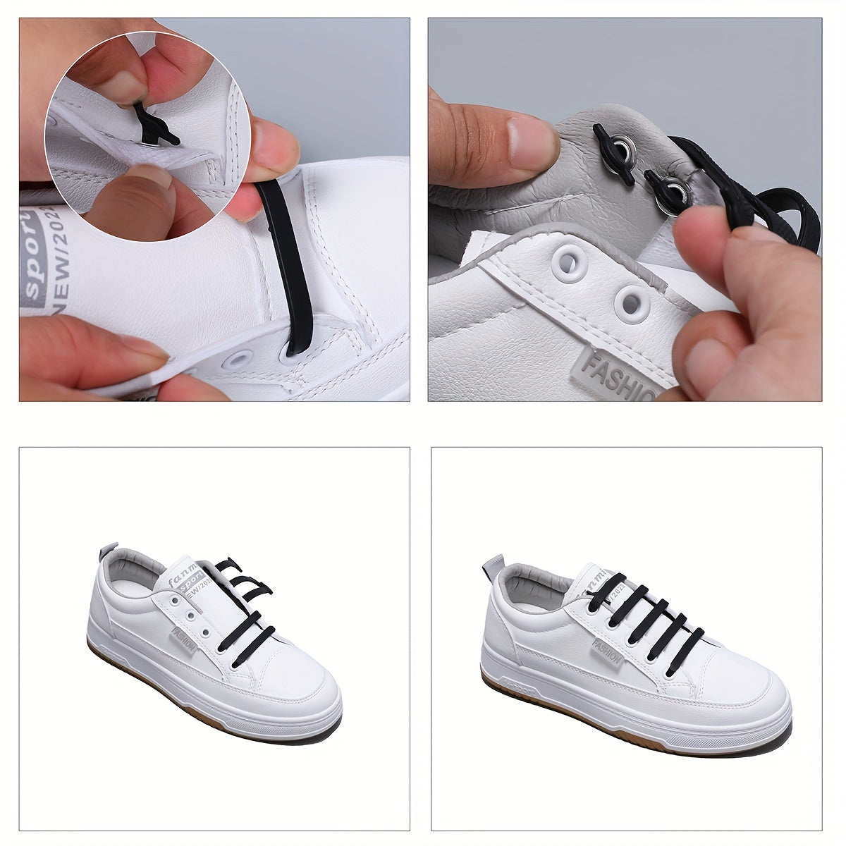 16pcs Unisex Flat Elastic Shoelaces Casual Sneakers Easy Adjustable