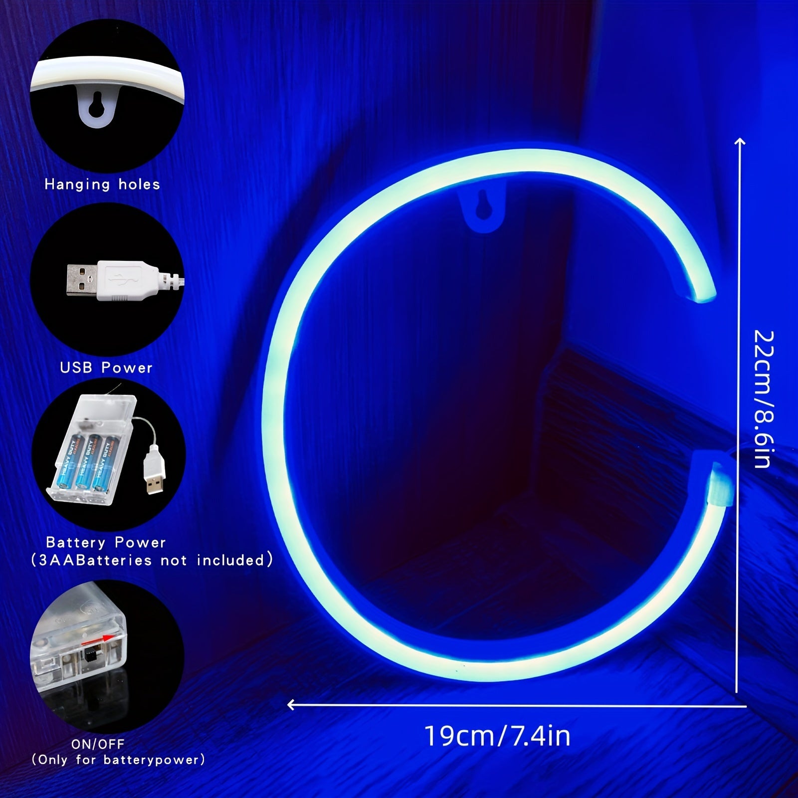 Neon LED harf yorug'lik belgisi, USB yoki batareyalar bilan quvvatlanadi, yotoqxona bezatish yoki maxsus tadbirlar uchun mukammal.