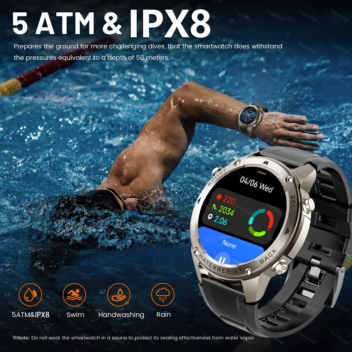 GPS Smart Watch for Outdoor Enthusiasts with Compass Altitude Swimming and Sports Modes